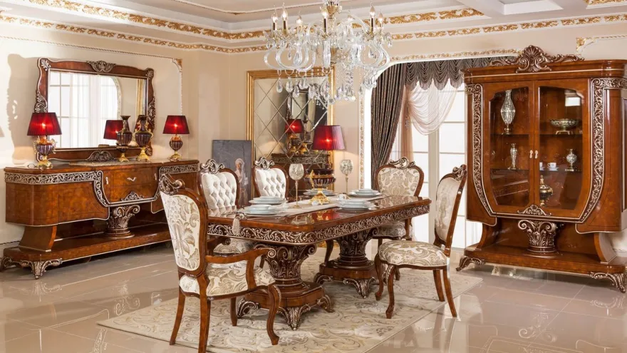 Casa Padrino Luxus Barock Möbel Set Braun / Bronzefarben - 1 Barock Sideboard & 1 Barock Wandspiegel - Handgefertigte Barock Möbel - Edel & Prunkvoll