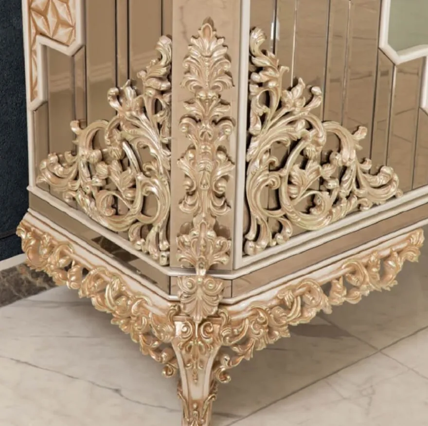 Casa Padrino Luxus Barock Möbel Set Weiß / Gold - 1 Sideboard & 2 Spiegel - Handgefertigte Möbel im Barockstil - Edel & Prunkvoll
