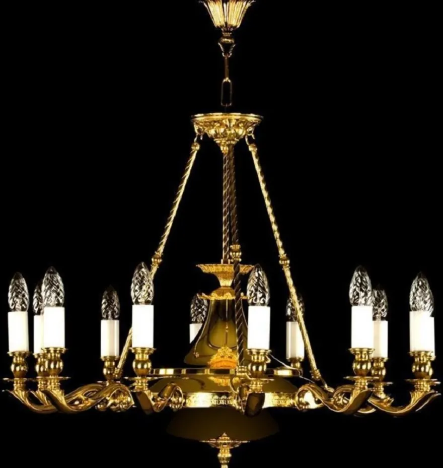 Casa Padrino Luxus Barock Messing Kronleuchter Gold Ø 72 x H. 58 cm - Hotel & Restaurant Kronleuchter - Edel & Prunkvoll