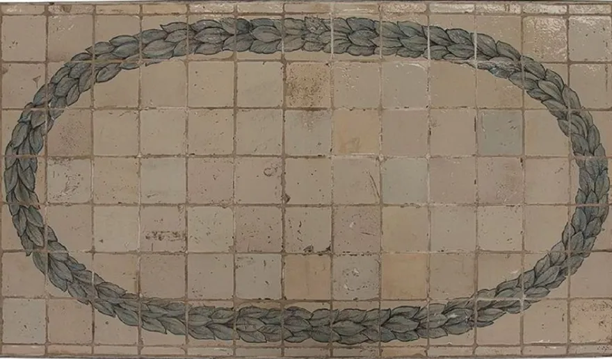 Casa Padrino Luxus Barock Mosaik Fliesen Tischplatte Beige / Mehrfarbig / Grün - Verschiedene Größen - Handgefertigte & Handbemalte Naturstein Esstisch Tischplatte - Barock Möbel