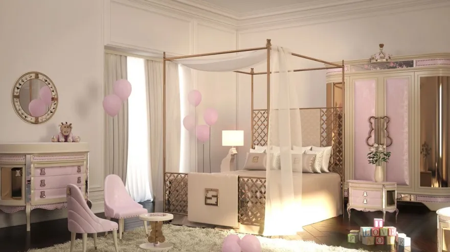 Casa Padrino Luxus Barock Nachtkommode Rosa / Beige - Prunkvoller Kinderzimmer Nachttisch - Barock Kinderzimmer Möbel - Luxus Qualität - Made in Italy