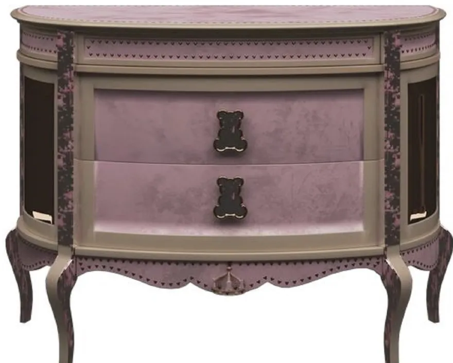 Casa Padrino Luxus Barock Nachtkommode Rosa / Beige - Prunkvoller Kinderzimmer Nachttisch - Barock Kinderzimmer Möbel - Luxus Qualität - Made in Italy