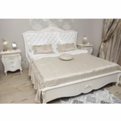 Casa Padrino Luxus Barock Nachtkommode mit 2 Schubladen Weiß / Silber H. 70 cm