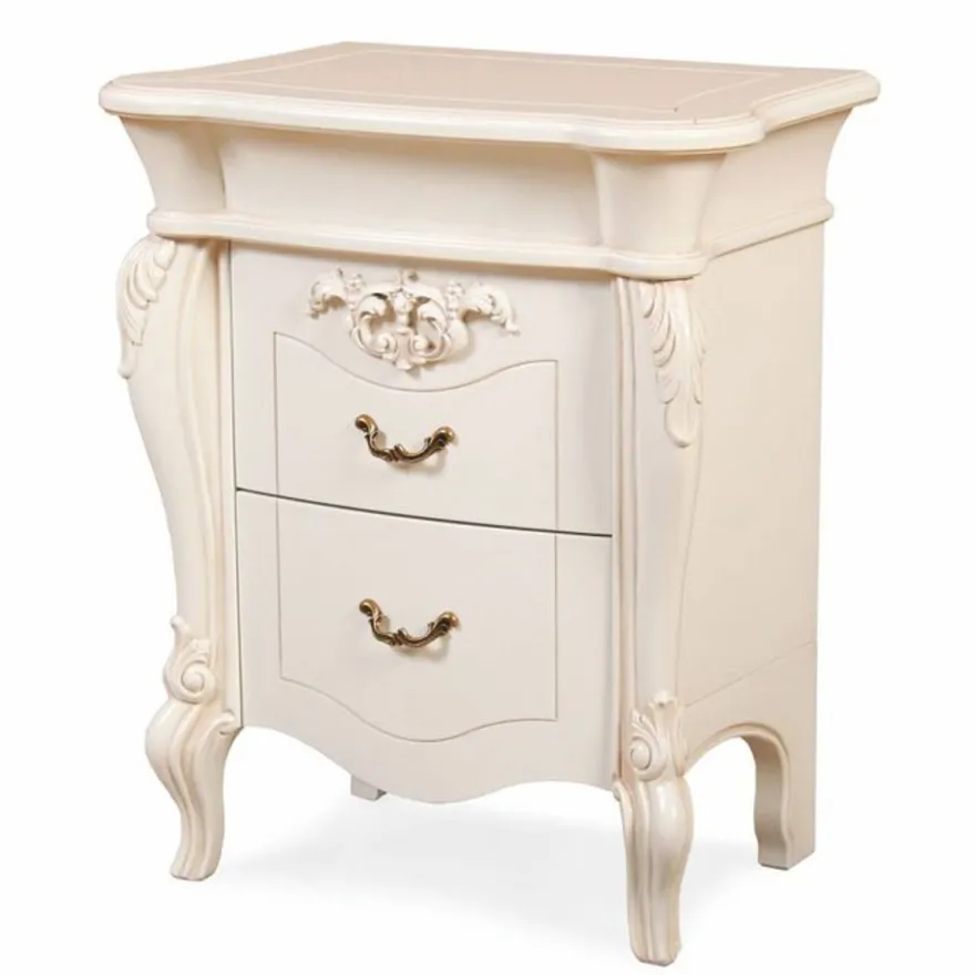 Casa Padrino Luxus Barock Nachtkommode mit 2 Schubladen Creme / Bronze H. 70 cm