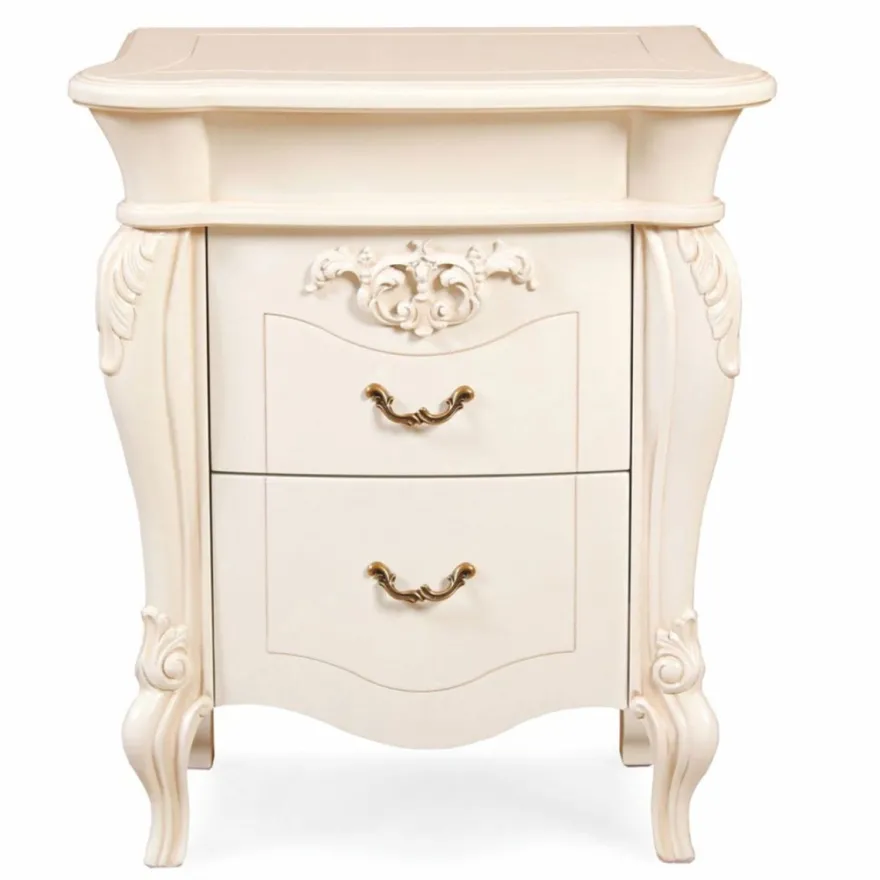 Casa Padrino Luxus Barock Nachtkommode mit 2 Schubladen Creme / Bronze H. 70 cm
