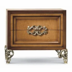 Casa Padrino Luxus Barock Nachtkommode Dunkelbraun / Braun / Silber 62,5 cm - Made in Italy