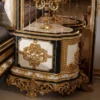 Casa Padrino Luxus Barock Nachtkommoden Set Weiß / Blau / Gold - Prunkvolle Massivholz Nachttische - Barock Schlafzimmer Möbel - Edel & Prunkvoll