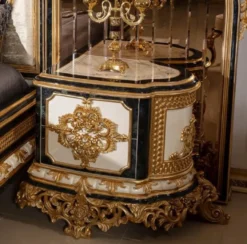Casa Padrino Luxus Barock Nachtkommoden Set Weiß / Blau / Gold - Prunkvolle Massivholz Nachttische - Barock Schlafzimmer Möbel - Edel & Prunkvoll