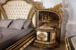 Casa Padrino Luxus Barock Nachtkommoden Set Weiß / Blau / Gold - Prunkvolle Massivholz Nachttische - Barock Schlafzimmer Möbel - Edel & Prunkvoll