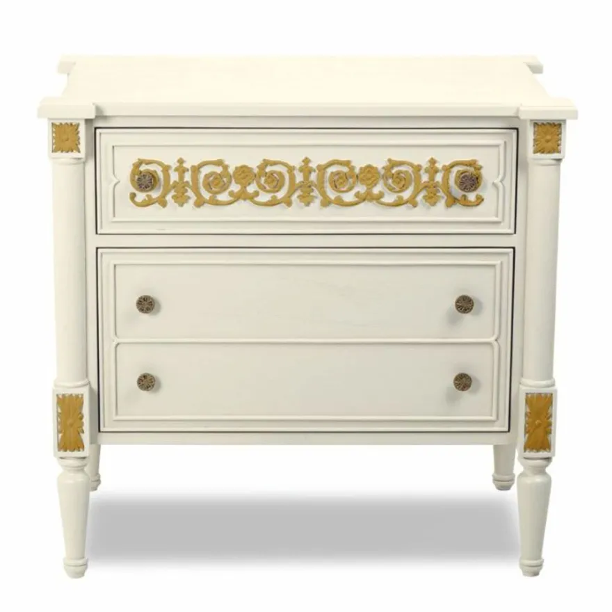 Casa Padrino Luxus Barock Nachtkommode Elfenbein / Gold - Barockstil Schlafzimmer Möbel