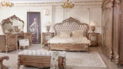 Casa Padrino Luxus Barock Nachtkommode Kupfer / Silber - Prunkvoller Barock Nachttisch mit 3 Schubladen - Luxus Schlafzimmer Möbel im Barockstil - Barock Möbel - Barock Einrichtung
