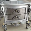 Casa Padrino Luxus Barock Nachtkommode Silber / Schwarz / Gold - Prunkvoller Barock Nachttisch mit 2 Schubladen - Luxus Schlafzimmer Möbel im Barockstil - Barock Möbel - Barock Einrichtung