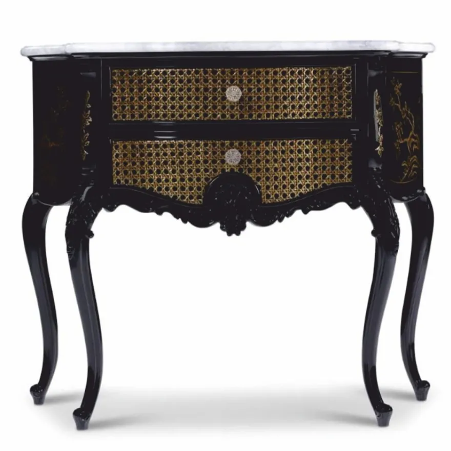 Casa Padrino Luxus Barock Nachtkommode im chinesischen Stil Schwarz / Gold / Weiß