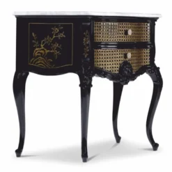 Casa Padrino Luxus Barock Nachtkommode im chinesischen Stil Schwarz / Gold / Weiß