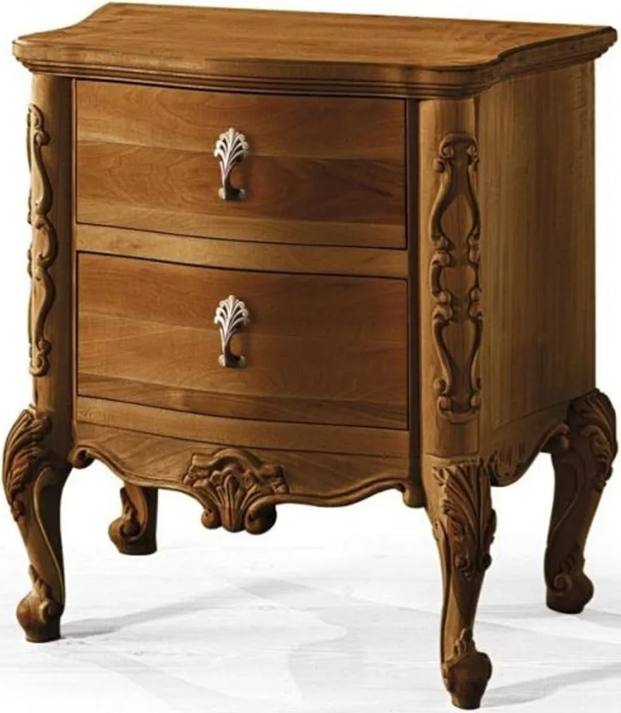 Casa Padrino Luxus Barock Nachtkommode mit 2 Schubladen Braun - Handgefertigter Barock Nachttisch - Barock Schlafzimmer Möbel - Luxus Möbel in Barockstil - Luxus Qualität - Made in Italy