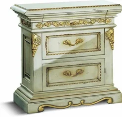 Casa Padrino Luxus Barock Nachtkommode Elfenbein / Gold 65 cm - Made in Italy