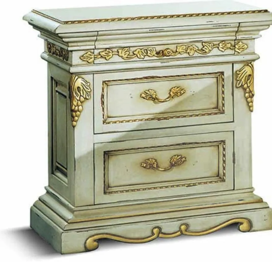 Casa Padrino Luxus Barock Nachtkommode Elfenbein / Gold 65 cm - Made in Italy
