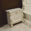 Casa Padrino Luxus Barock Nachtkommode mit 3 Schubladen Weiß / Gold - Barock Möbel