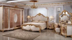 Casa Padrino Luxus Barock Nachtkommode mit 3 Schubladen Weiß / Braun / Gold