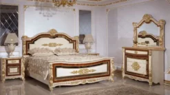Casa Padrino Luxus Barock Nachtkommode Weiß / Beige / Braun / Gold - Prunkvoller Barock Nachttisch mit 3 Schubladen - Luxus Schlafzimmer Möbel im Barockstil - Barock Möbel - Barock Einrichtung