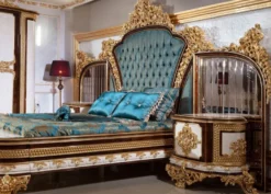 Casa Padrino Luxus Barock Nachtkommoden Set Weiß / Braun / Gold - Prunkvolle Massivholz Nachttische - Barock Schlafzimmer Möbel - Edel & Prunkvoll
