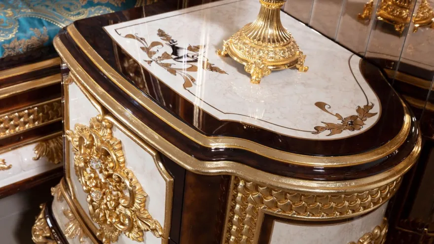 Casa Padrino Luxus Barock Nachtkommoden Set Weiß / Braun / Gold - Prunkvolle Massivholz Nachttische - Barock Schlafzimmer Möbel - Edel & Prunkvoll