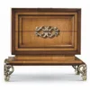 Casa Padrino Luxus Barock Nachtkommode Dunkelbraun / Braun / Silber 70 cm - Made in Italy