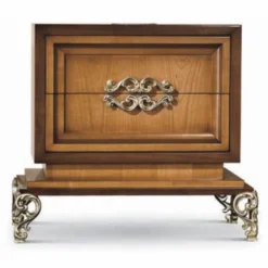 Casa Padrino Luxus Barock Nachtkommode Dunkelbraun / Braun / Silber 70 cm - Made in Italy