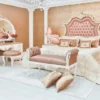 Casa Padrino Luxus Barock Nachtkommode Weiß / Creme / Kupferfarben 70 x 55 x H. 68 cm - Prunkvoller Massivholz Nachttisch - Barock Schlafzimmer Möbel