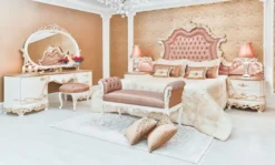 Casa Padrino Luxus Barock Nachtkommode Weiß / Creme / Kupferfarben 70 x 55 x H. 68 cm - Prunkvoller Massivholz Nachttisch - Barock Schlafzimmer Möbel