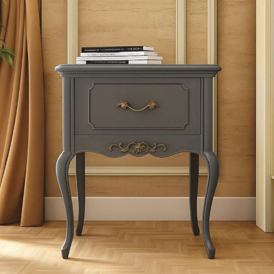 Casa Padrino Luxus Barock Nachttisch mit Schublade Grau H. 60 cm - Barock Möbel