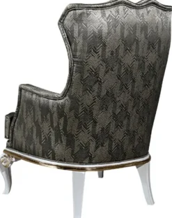 Casa Padrino Luxus Barock Ohrensessel Grün / Weiß / Gold 77 x 85 x H. 113 cm - Wohnzimmer Sessel mit elegantem Muster - Barock Wohnzimmer Möbel