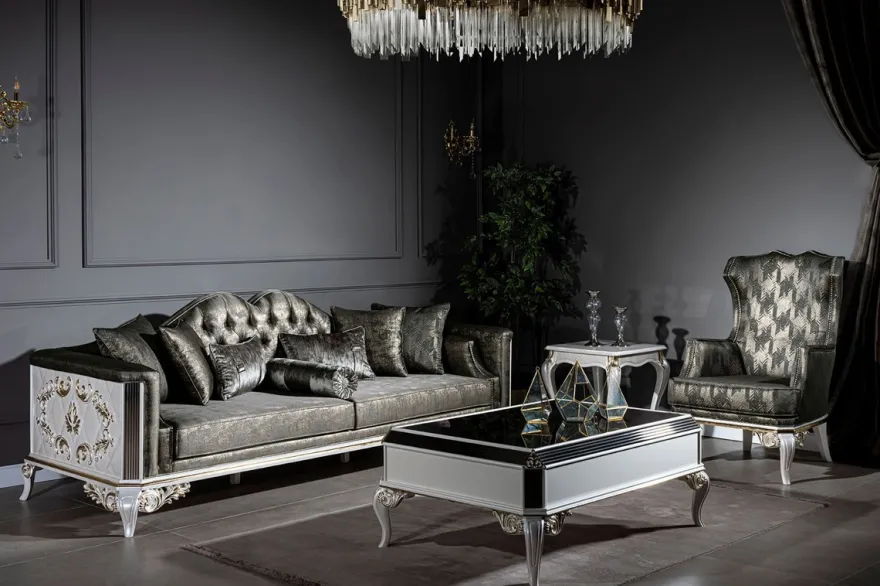 Casa Padrino Luxus Barock Ohrensessel Grün / Weiß / Gold 77 x 85 x H. 113 cm - Wohnzimmer Sessel mit elegantem Muster - Barock Wohnzimmer Möbel