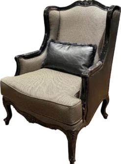 Casa Padrino Luxus Barock Ohrensessel Gold / Schwarz 78 x 80 x H. 108 cm - Edler Wohnzimmer Sessel im Barockstil - Barock Wohnzimmer Möbel