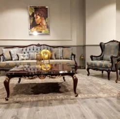 Casa Padrino Luxus Barock Ohrensessel Silber / Beige / Dunkelbraun - Prunkvoller Wohnzimmer Sessel mit elegantem Muster - Barock Möbel