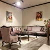 Casa Padrino Luxus Barock Ohrensessel Rosa / Schwarz - Prunkvoller Wohnzimmer Sessel mit elegantem Muster - Wohnzimmer Möbel im Barockstil