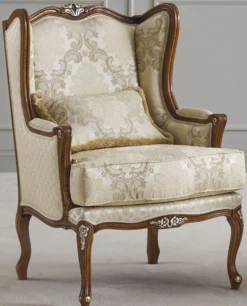 Casa Padrino Luxus Barock Ohrensessel Gold / Braun - Handgefertigter Barockstil Wohnzimmer Sessel mit Muster - Luxus Wohnzimmer Möbel im Barockstil - Luxus Qualität - Made in Italy
