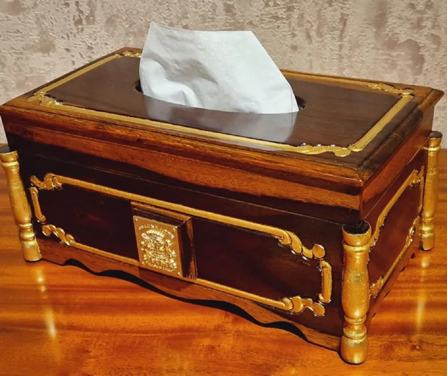Casa Padrino Luxus Barock Papiertuchbox Dunkelbraun / Braun / Gold - Taschentuchbox Braun / Gold - Made in Italy
