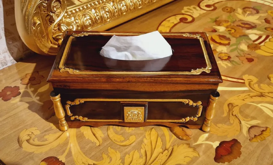Casa Padrino Luxus Barock Papiertuchbox Dunkelbraun / Braun / Gold - Taschentuchbox Braun / Gold - Made in Italy