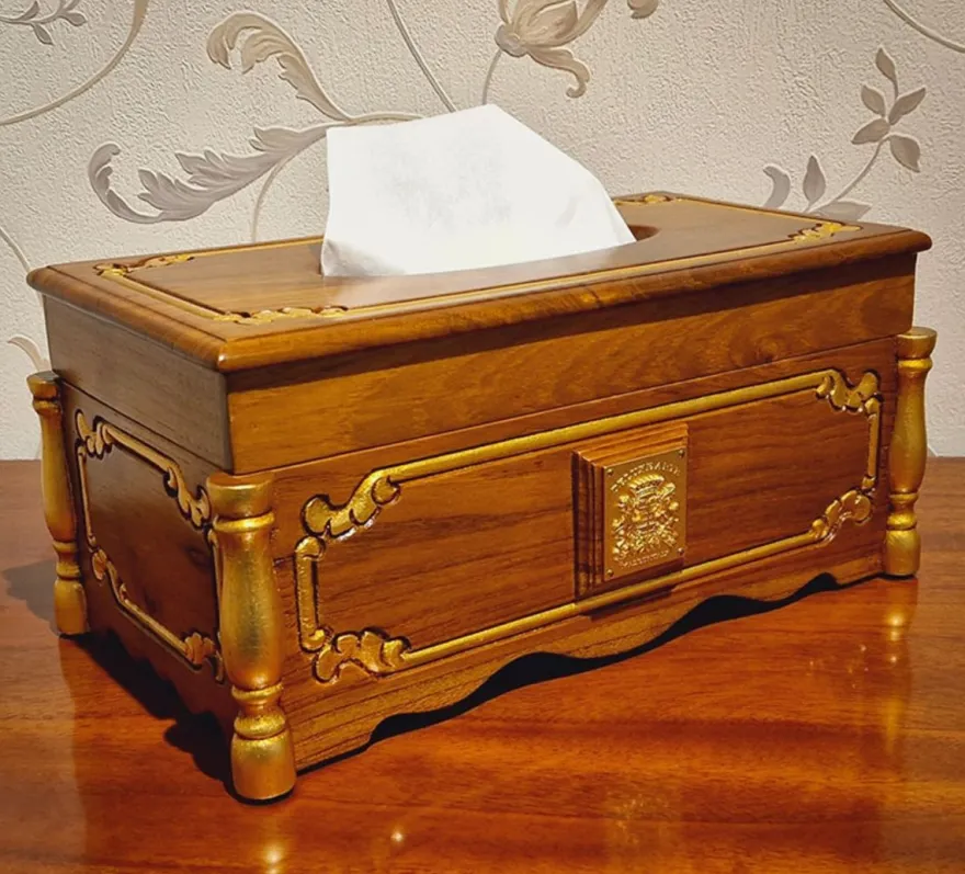 Casa Padrino Luxus Barock Papiertuchbox - Taschentuchbox Braun / Gold - Made in Italy