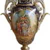 Casa Padrino Luxus Barock Porzellan Vase mit Deckel in Blau und Gold - 126 cm - Limited Edition