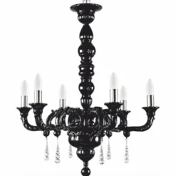 Casa Padrino Luxus Barock Porzellan Kronleuchter Schwarz / Silber Ø 68 x H. 135 cm - Edel & Prunkvoll - Made in Italy