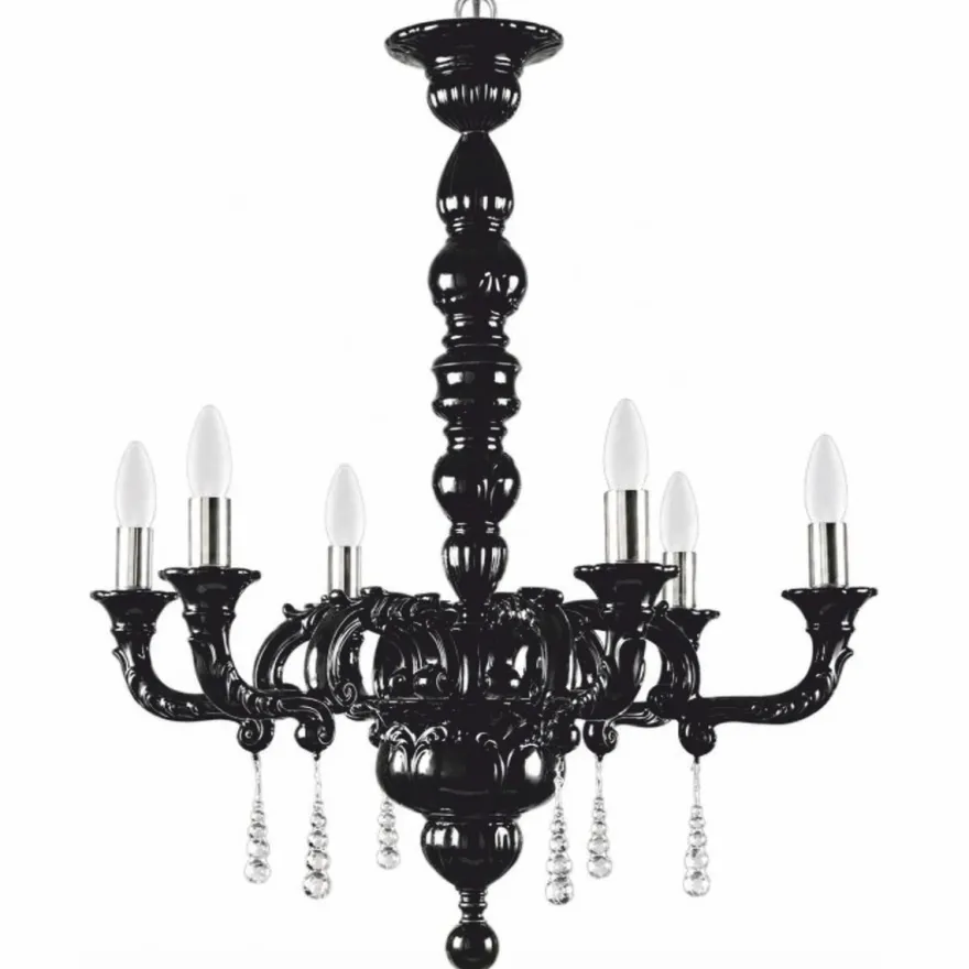 Casa Padrino Luxus Barock Porzellan Kronleuchter Schwarz / Silber Ø 68 x H. 135 cm - Edel & Prunkvoll - Made in Italy