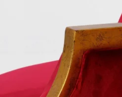 Casa Padrino Luxus Barock Rundsofa Rot / Weiß / Antik Gold - Handgefertigtes rundes Samt Sofa - Barock Hotel & Restaurant Möbel