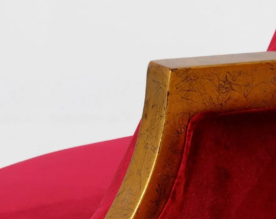 Casa Padrino Luxus Barock Rundsofa Rot / Weiß / Antik Gold - Handgefertigtes rundes Samt Sofa - Barock Hotel & Restaurant Möbel