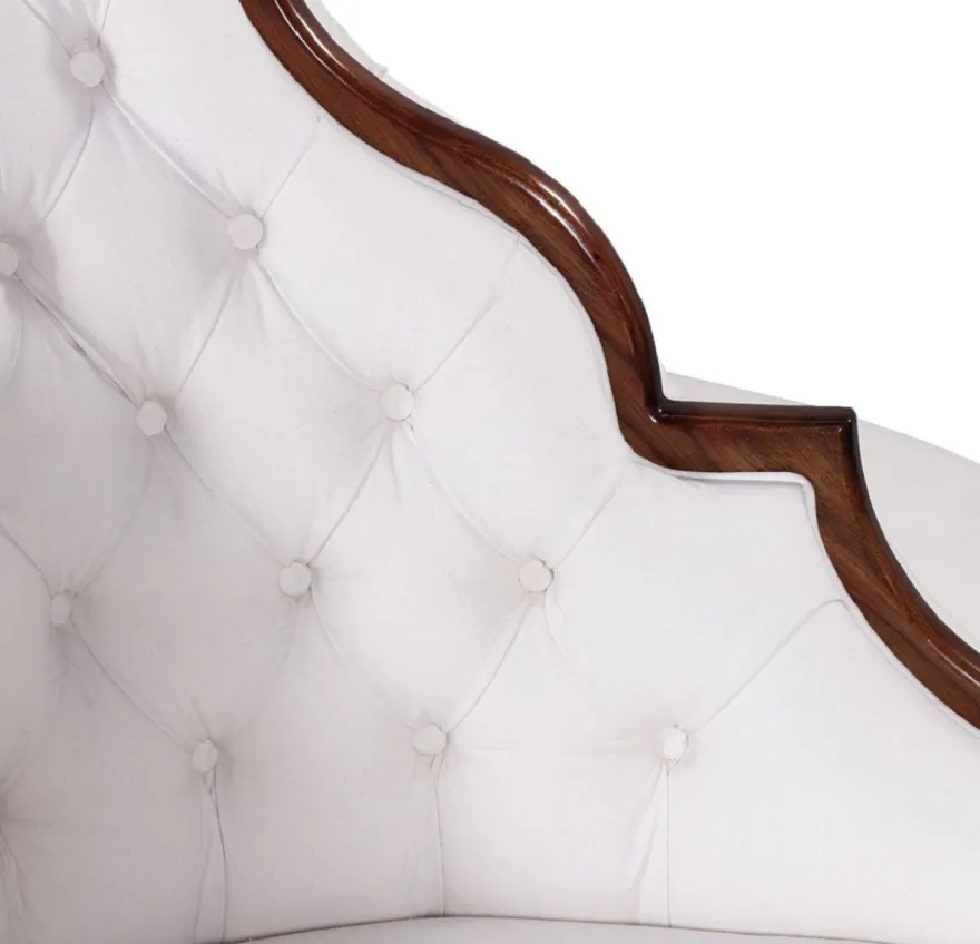 Casa Padrino Luxus Barock Rundsofa Weiß / Dunkelbraun - Handgefertigtes rundes Sofa - Barock Hotel & Restaurant Möbel