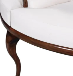 Casa Padrino Luxus Barock Rundsofa Weiß / Dunkelbraun - Handgefertigtes rundes Sofa - Barock Hotel & Restaurant Möbel