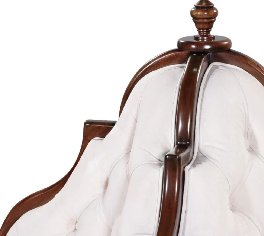 Casa Padrino Luxus Barock Rundsofa Weiß / Dunkelbraun - Handgefertigtes rundes Sofa - Barock Hotel & Restaurant Möbel