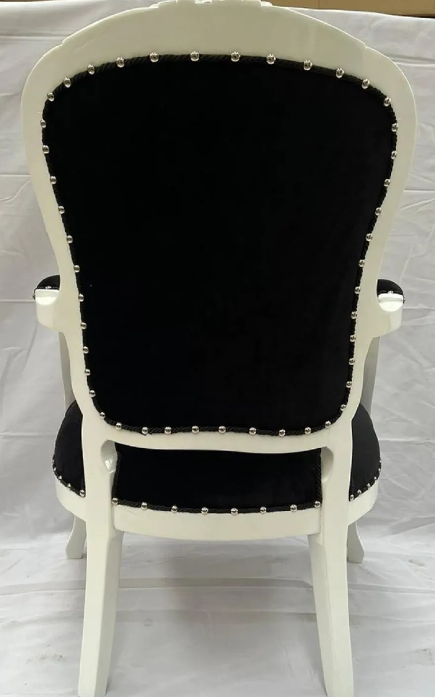 Casa Padrino Luxus Barock Salon Stuhl Schwarz / Mehrfarbig / Weiß Elvis - Handgefertigter Barockstil Stuhl - Luxus Möbel im Barockstil - Barock Möbel - Edel & Prunkvoll