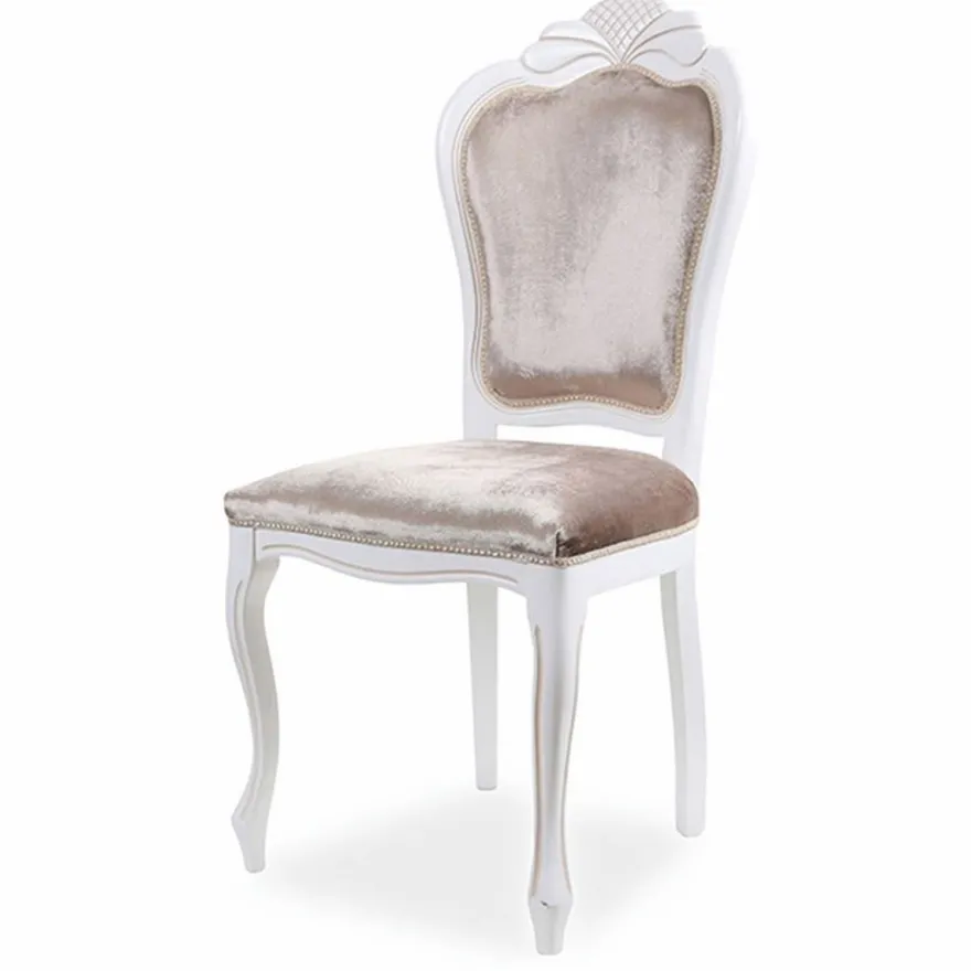 Casa Padrino Luxus Barock Samt Esszimmer Stuhl 6er Set Grau / Weiß - Barock Möbel